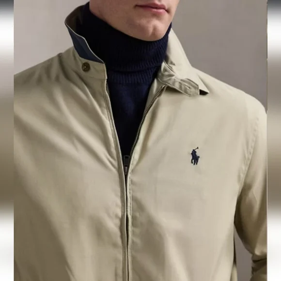 Polo Ralph Lauren Men's KHAKI Twill Bi Swing Full Zip Windbreaker